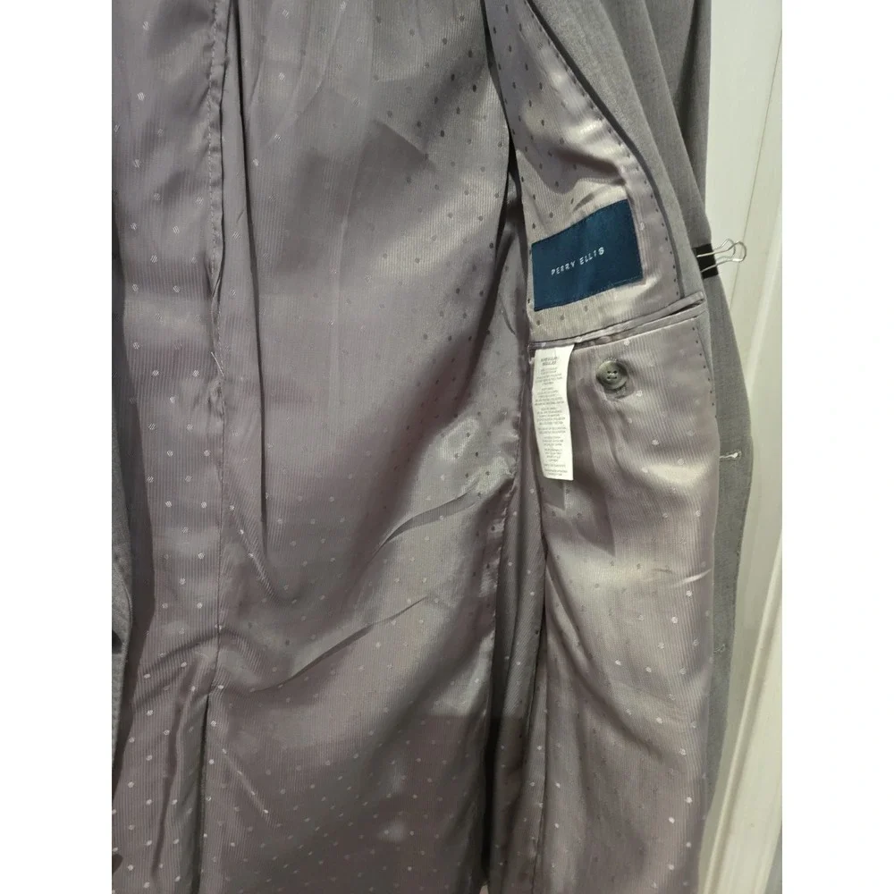 Perry Ellis Suit Jacket Gray 50 L Poly Blend